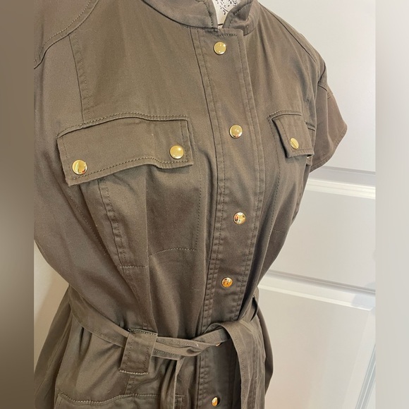 Calvin Klein Military Style Dress Size 14 Olive Green - Picture 2 of 9